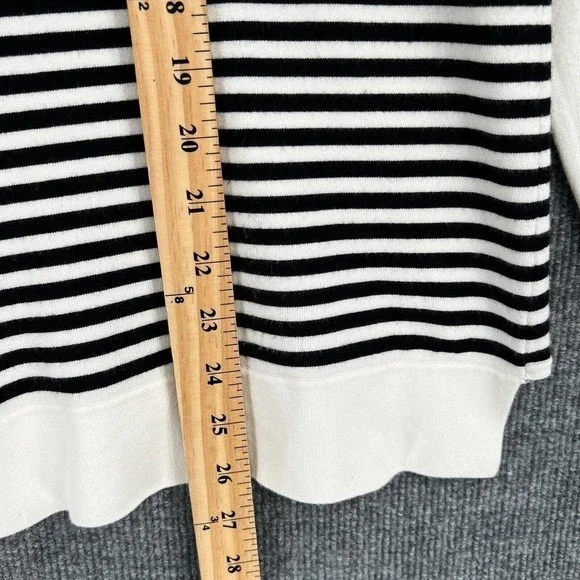 Karen Millen Sweater Womens Large Black White Striped Long Sleeve Tunic - Picture 9 of 10